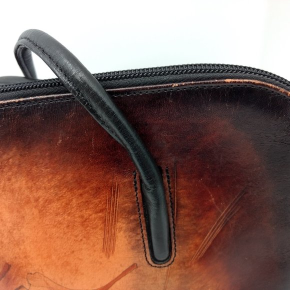 BAMBUS‎ Women's Brown Leather Art Double Strap Purse Shoulder Bag - Picture 12 of 16